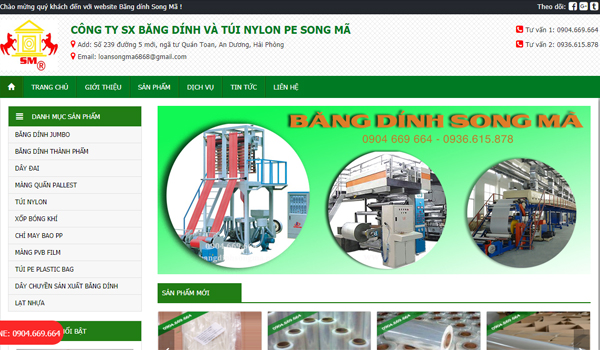 Website công ty sản xuất và cung cấp băng dính Hải Phòng